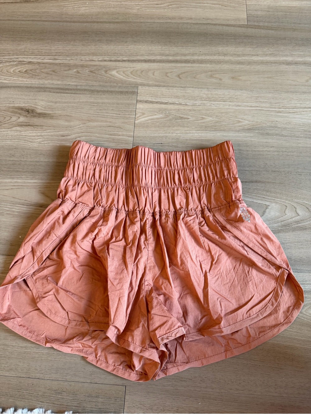 FP Movement by Free People Peach High-Waist Smocked Athletic Shorts